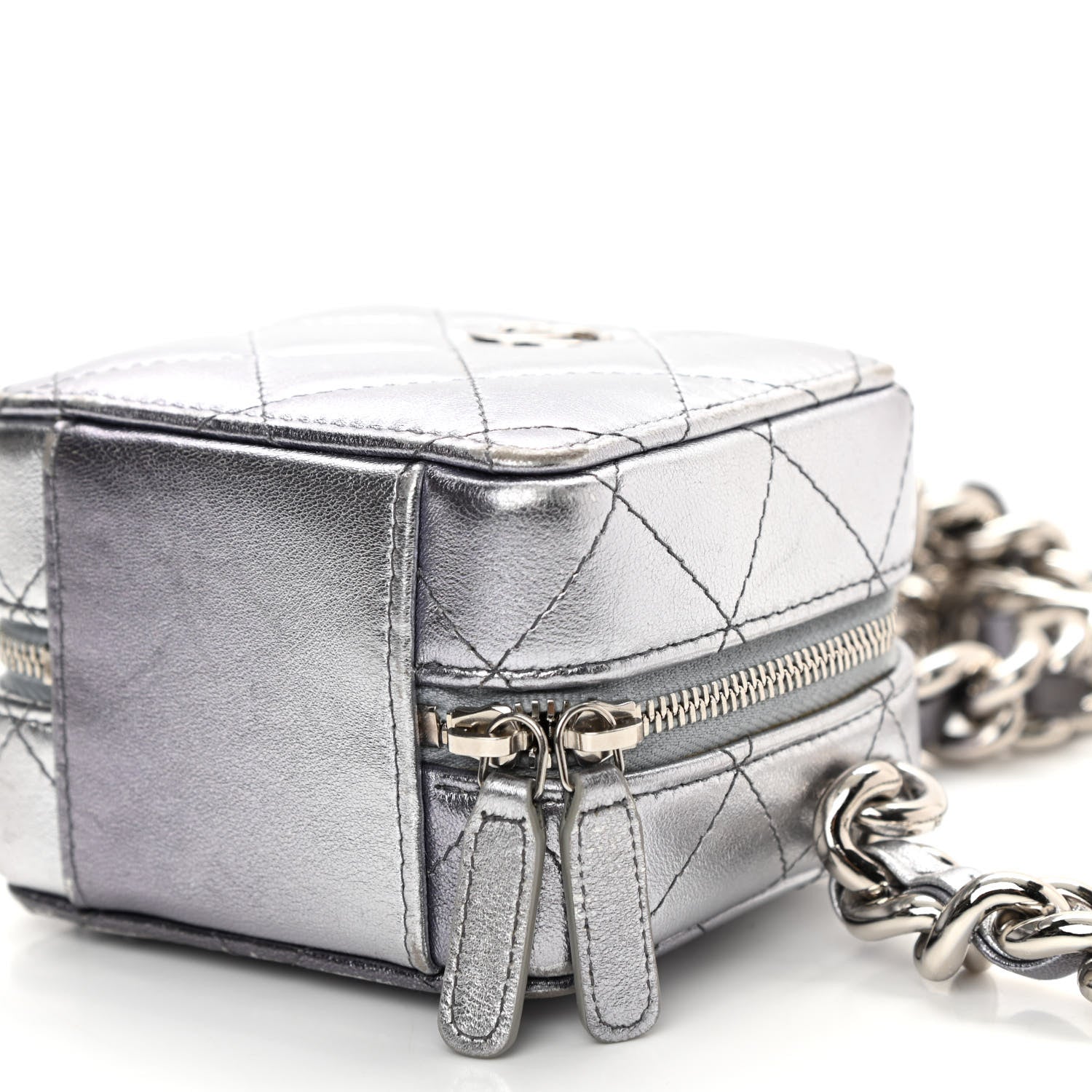 Chanel Gradient Metallic Lambskin Quilted Like A Wallet Clutch With Chain Silver Purple 10 of 12