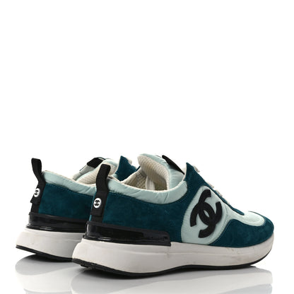 Chanel Nylon Suede Calfskin CC Sneakers 38 Green Light Green 4 of 9