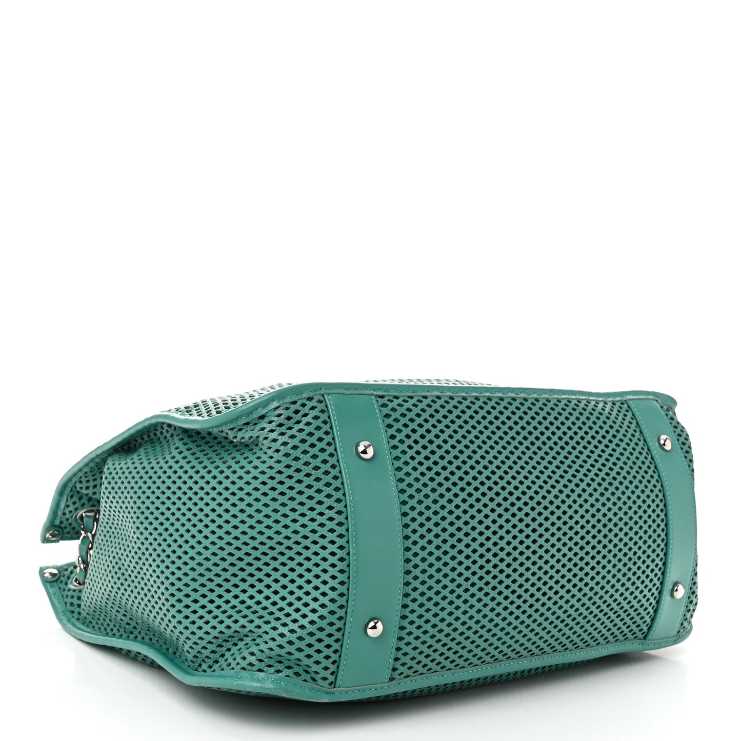 Calfskin Perforated Up In The Air North South Tote Green