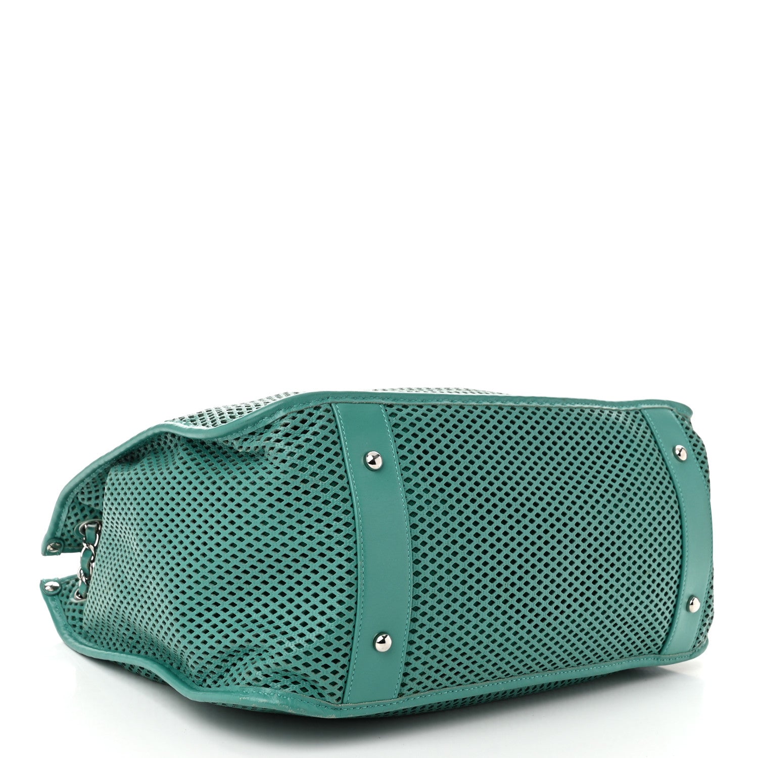 Chanel Calfskin Perforated Up In The Air North South Tote Green 4 of 11