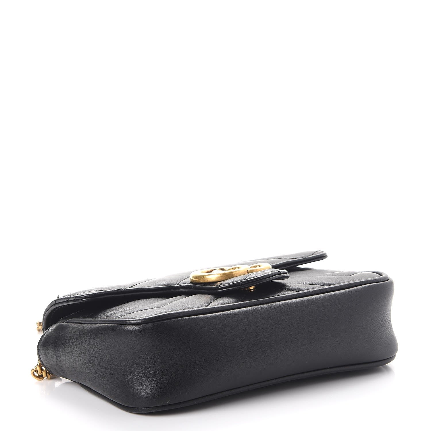 Gucci Calfskin Matelasse Super Mini GG Marmont Shoulder Bag Black 5 of 9