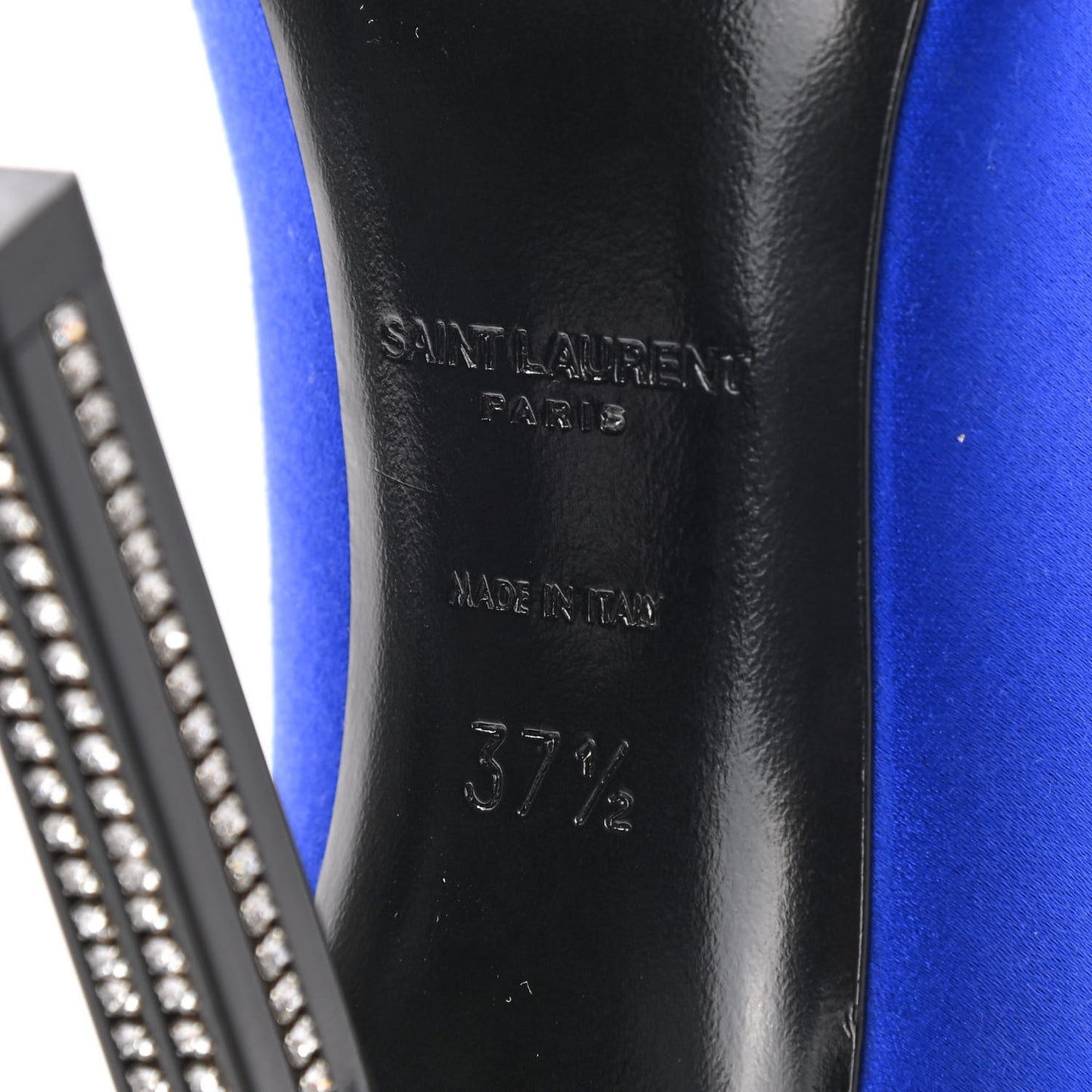 Satin Crystal Embellished Tower 110 Pump 37.5 Blue