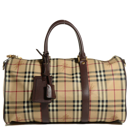 Burberry Haymarket Check Medium Holdall Duffel Bag Brown 1 of 9