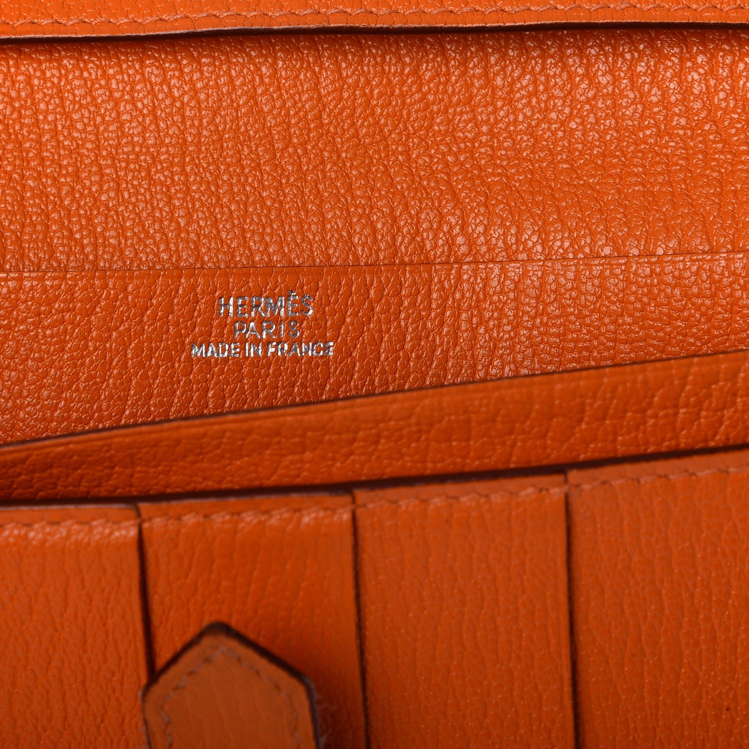 Hermes Chevre Mysore Bearn Gusset Wallet Orange 6 of 7