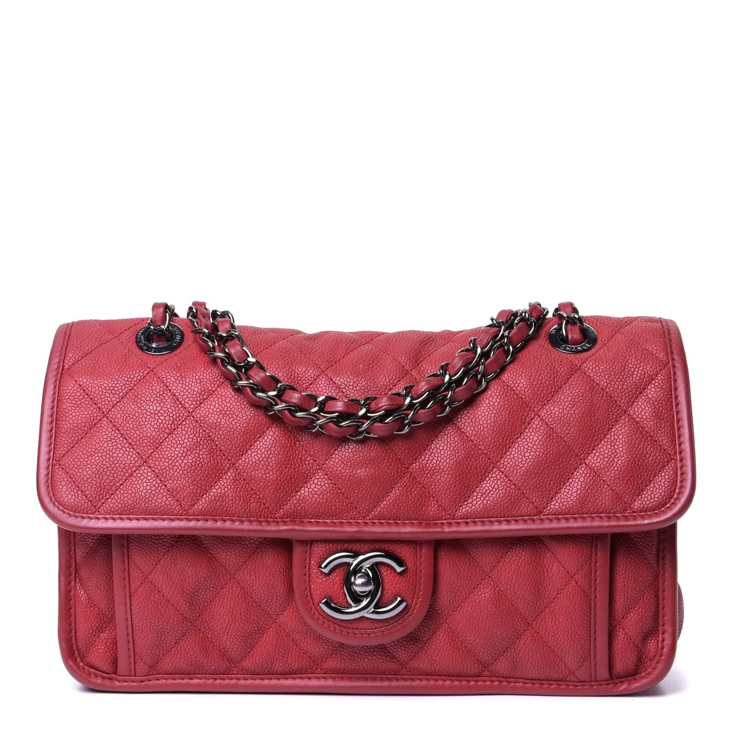 Caviar Quilted Medium French Riviera Flap Red