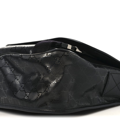 Gucci Imprime Monogram Medium Double Buckle Flap Messenger Bag Black 10 of 10