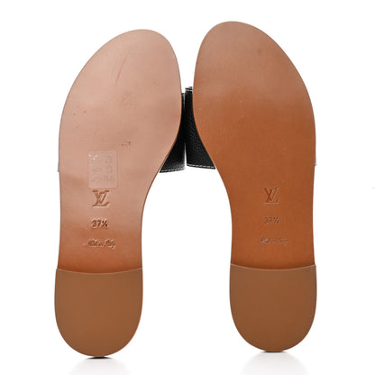 Louis Vuitton Calfskin Lock It Flat Mule 37.5 Black 5 of 9