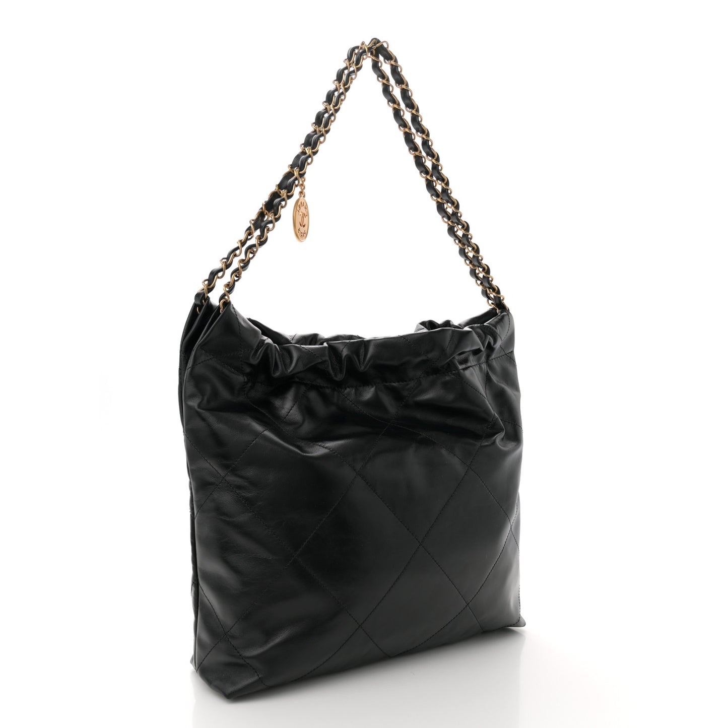Shiny Calfskin Quilted Small Chanel 22 Black