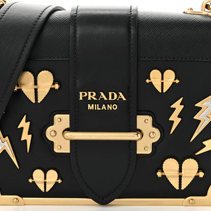 Prada City Calf Saffiano Cahier Hearts Bag Black 7 of 9