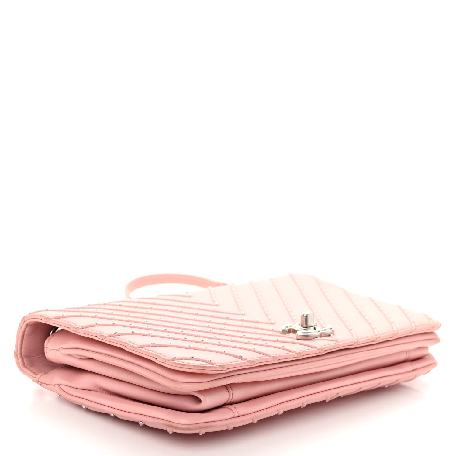 Chanel Calfskin Studded Chevron Quilted Flap Pink 4 of 10
