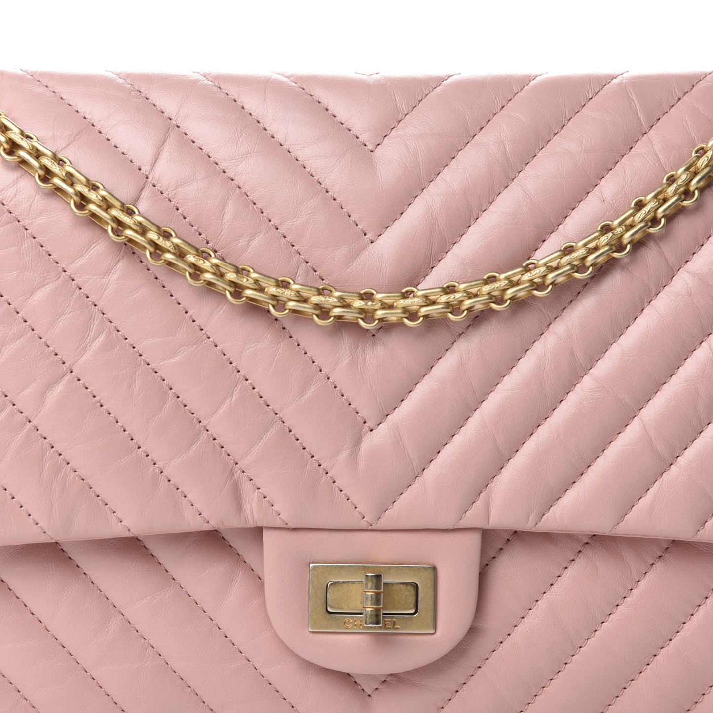 Aged Calfskin Chevron Quilted 2.55 Reissue 226 Flap Light Pink