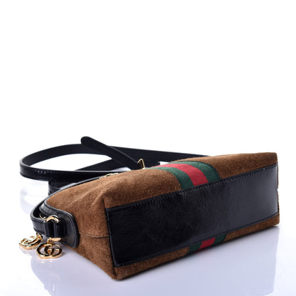 Gucci Suede Patent Web Small Ophidia Dome Shoulder Bag Nocciola Black 4 of 8