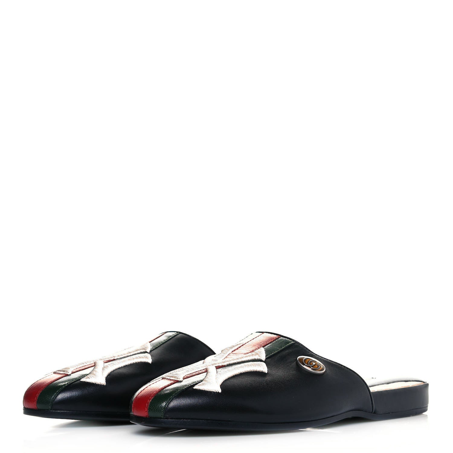 Gucci X MLB Lambskin NY Yankees Embroidered Womens GG Slippers 36 Black 3 of 6