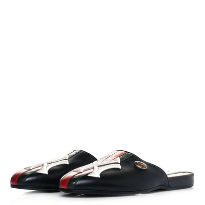 Gucci X MLB Lambskin NY Yankees Embroidered Womens GG Slippers 36 Black 3 of 6