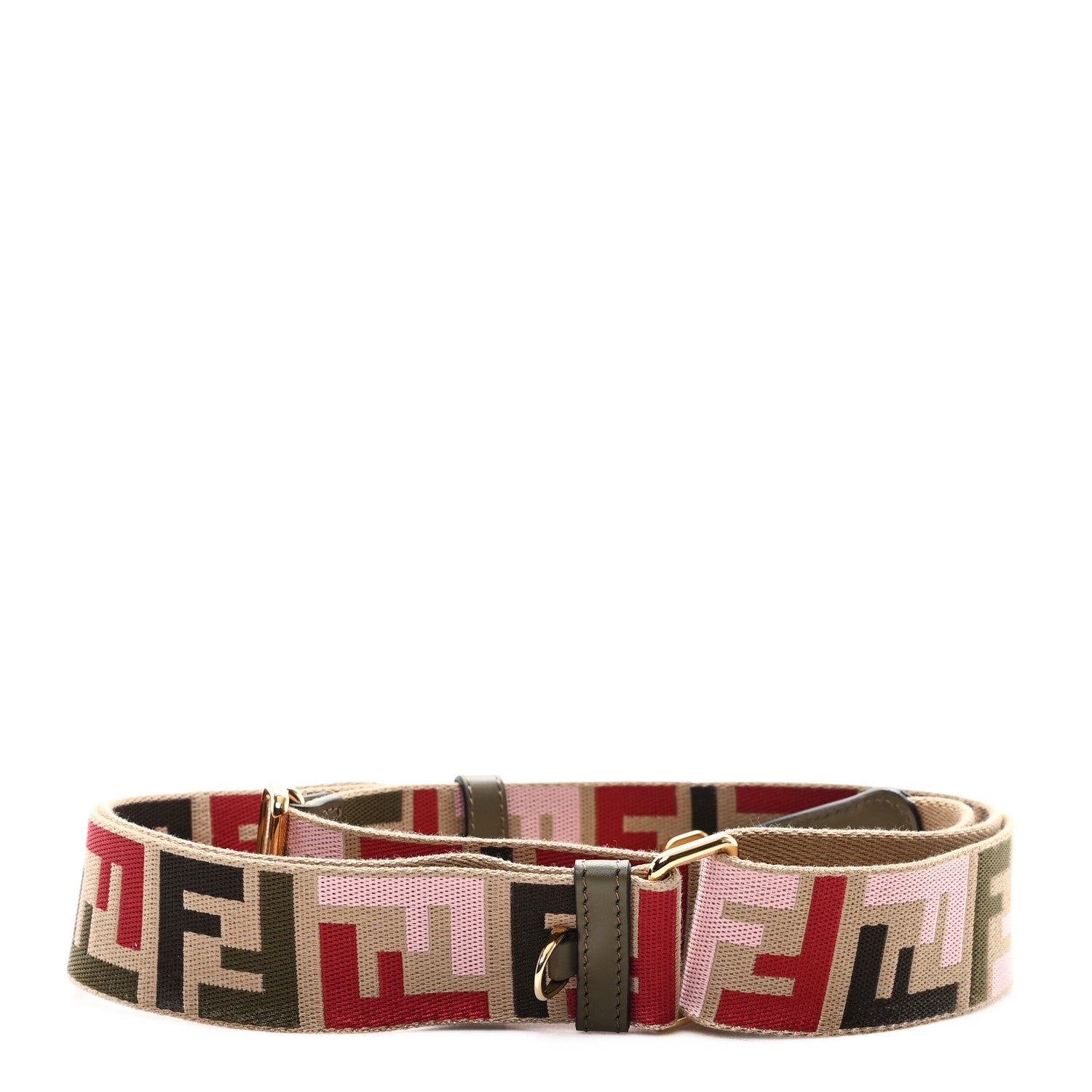 Fendi Canvas Calfskin FF 1974 Adjustable Strap You Multicolor Wood 2 of 4