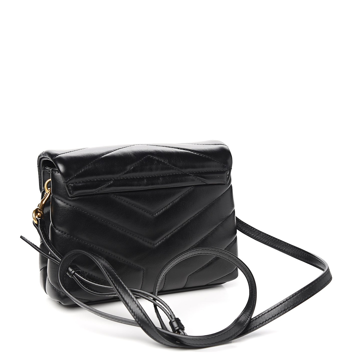 Calfskin Y Quilted Monogram Toy Loulou Crossbody Bag Black
