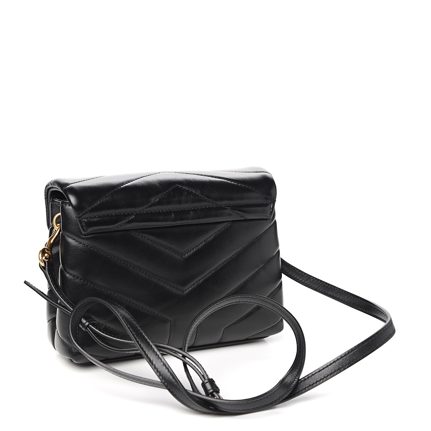 Saint Laurent Calfskin Y Quilted Monogram Toy Loulou Crossbody Bag Black 2 of 10