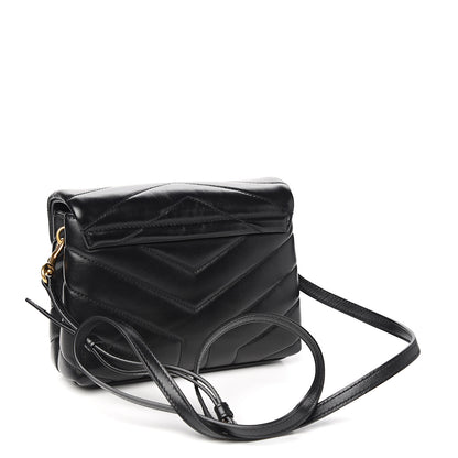 Saint Laurent Calfskin Y Quilted Monogram Toy Loulou Crossbody Bag Black 2 of 10