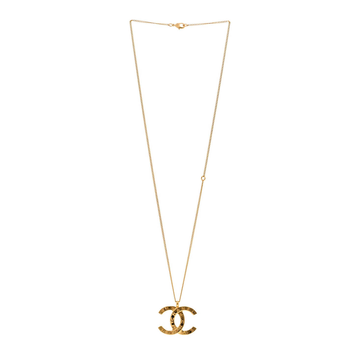 Metal CC Paris Button Necklace Gold