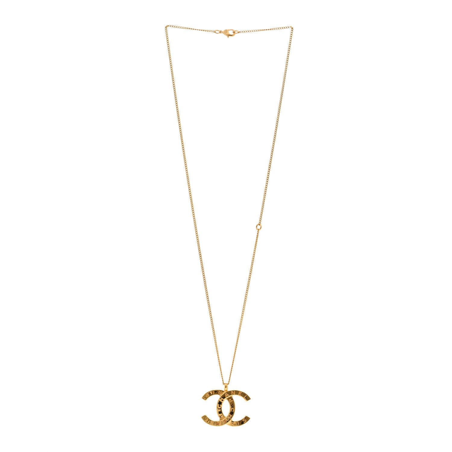 Chanel Metal CC Paris Button Necklace Gold 3 of 5