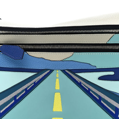 Hermes Togo Swift Endless Road Cityslide Belt Bag GM Gris Perle Bleu Electrique 8 of 12
