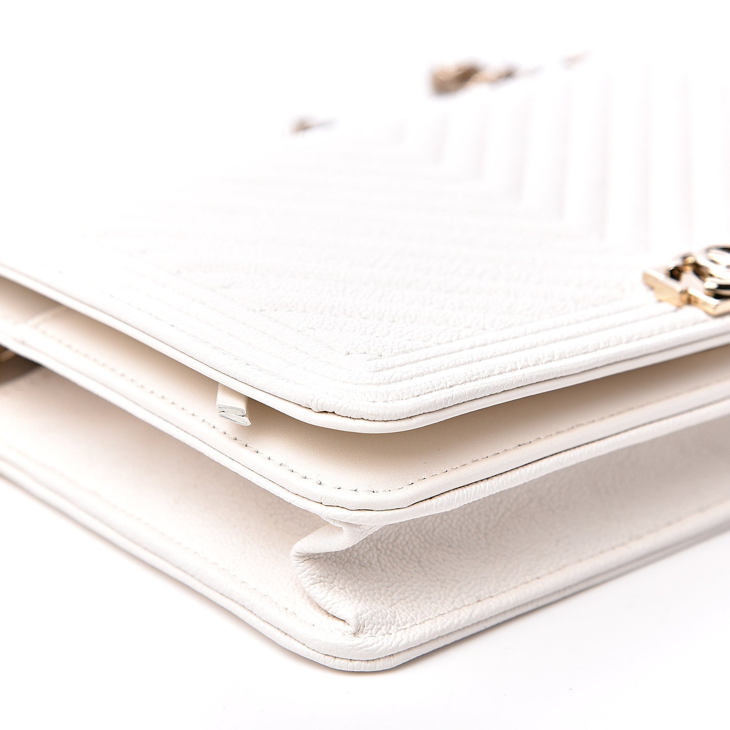 Caviar Chevron Boy Wallet On Chain WOC White