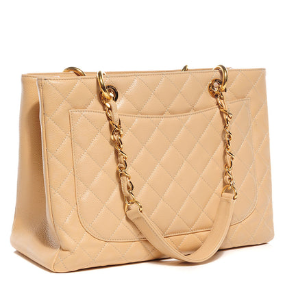 Chanel Caviar Quilted Grand Shopping Tote GST Beige 3 of 7