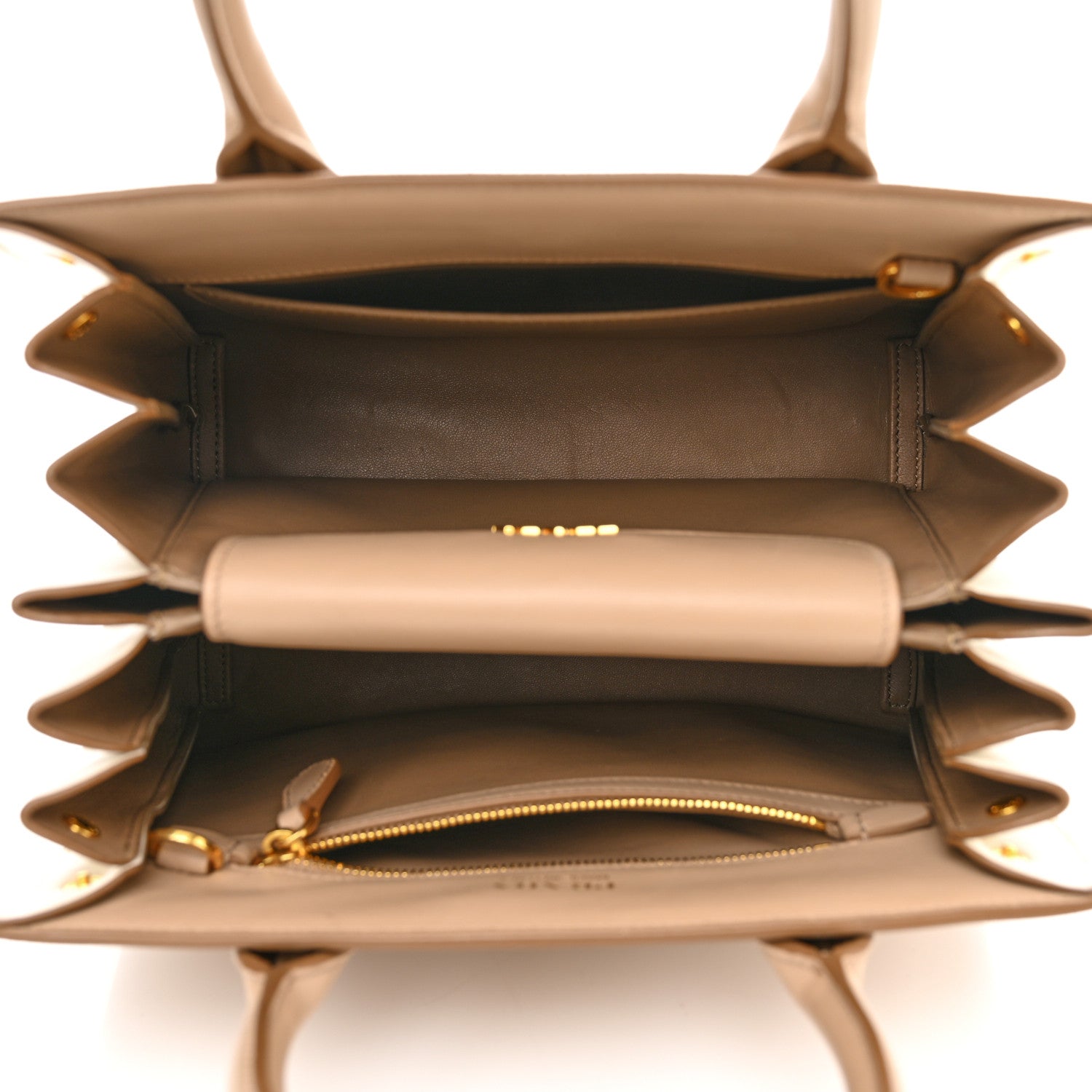 Prada Saffiano City Calfskin Bibliothèque Top Handle Cammeo Talco 5 of 15