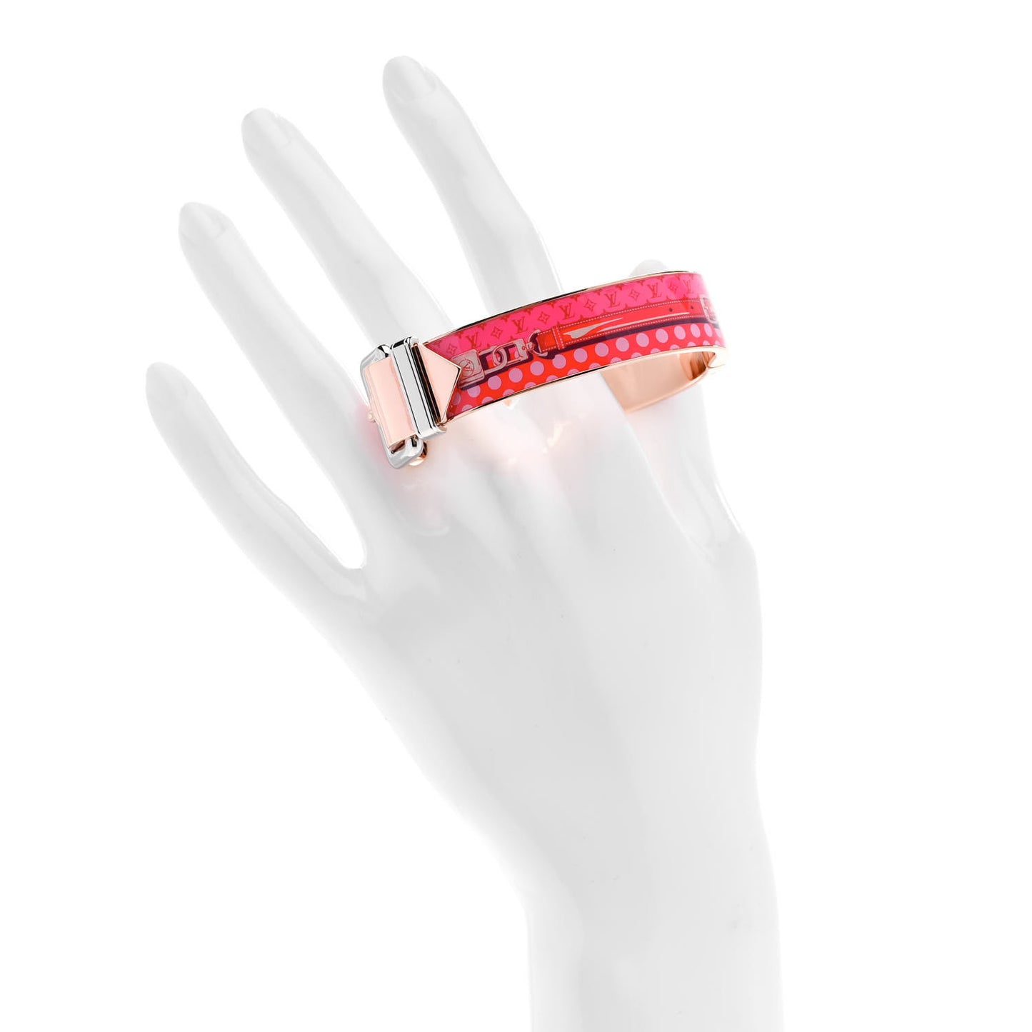 Metal Enamel Confidential Bangle Bracelet S Pink