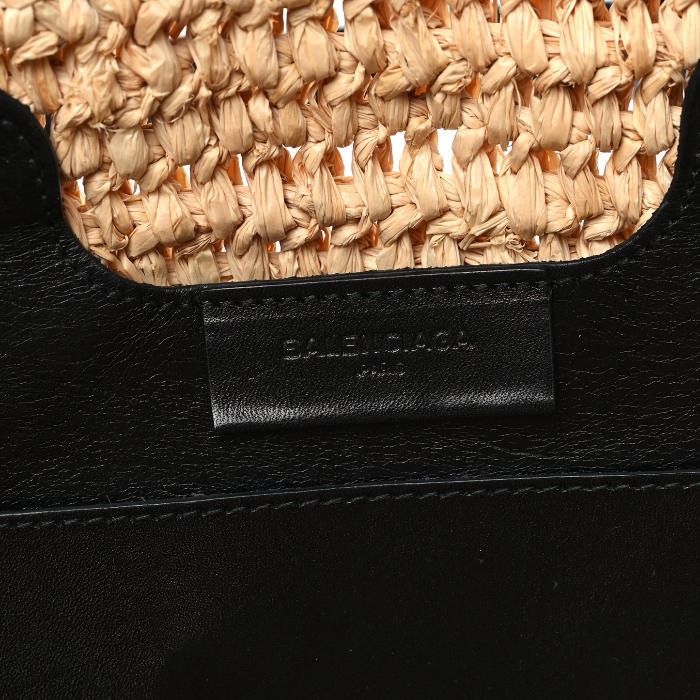 Raffia Woven Large Panier Tote Natural Black