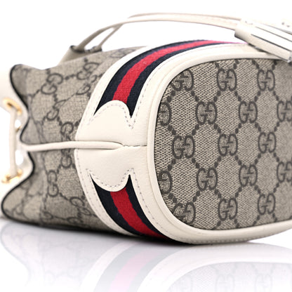 Gucci GG Supreme Monogram Textured Calfskin Web Mini Ophidia Bucket Bag Beige Ebony Mystic White 8 of 9