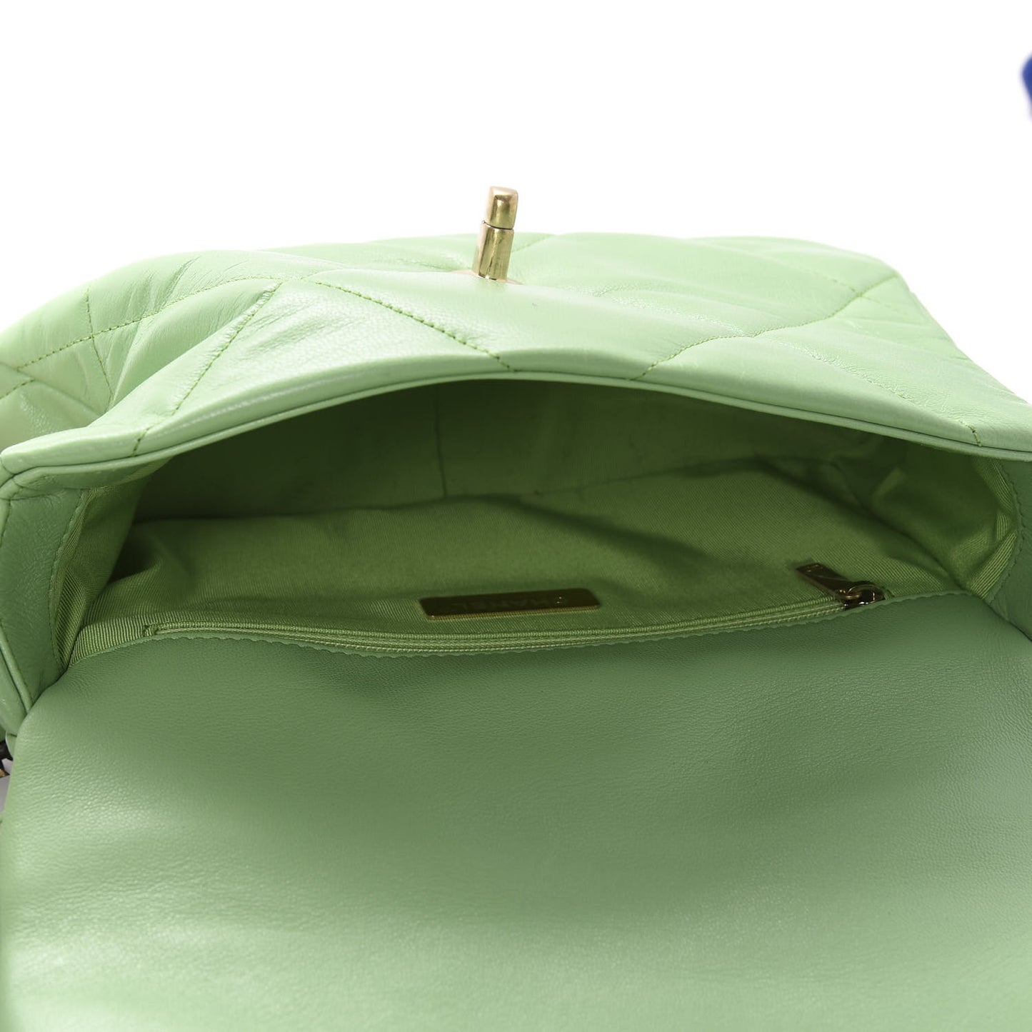 Goatskin Quilted Medium 19 Flap Light Green