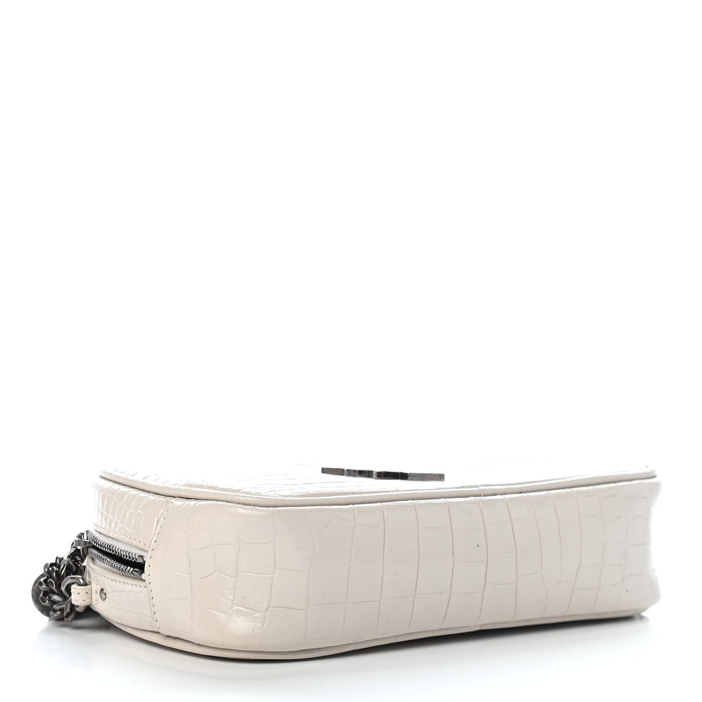Calfskin Crocodile Embossed Monogram Mini Lou Camera Bag Crema Soft