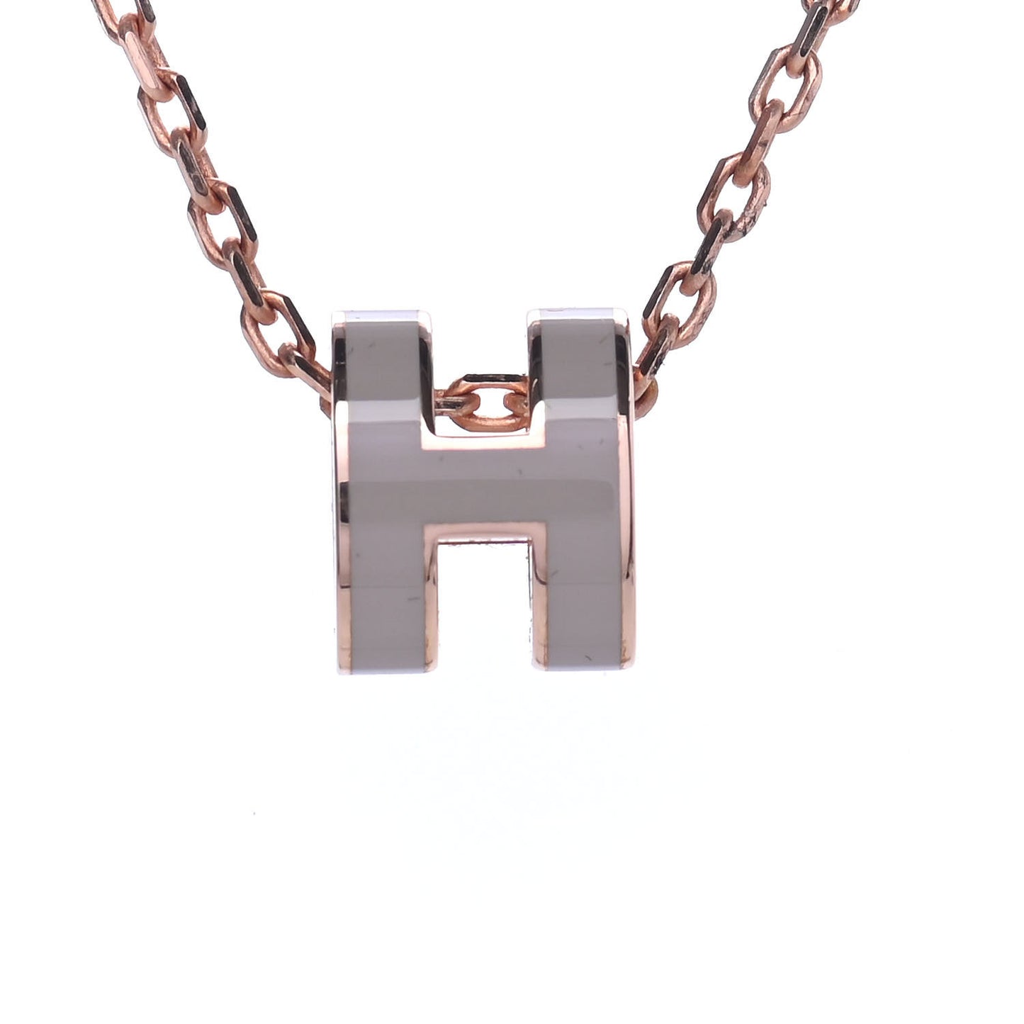 Lacquered Rose Gold Mini Pop H Pendant Necklace Marron Glace