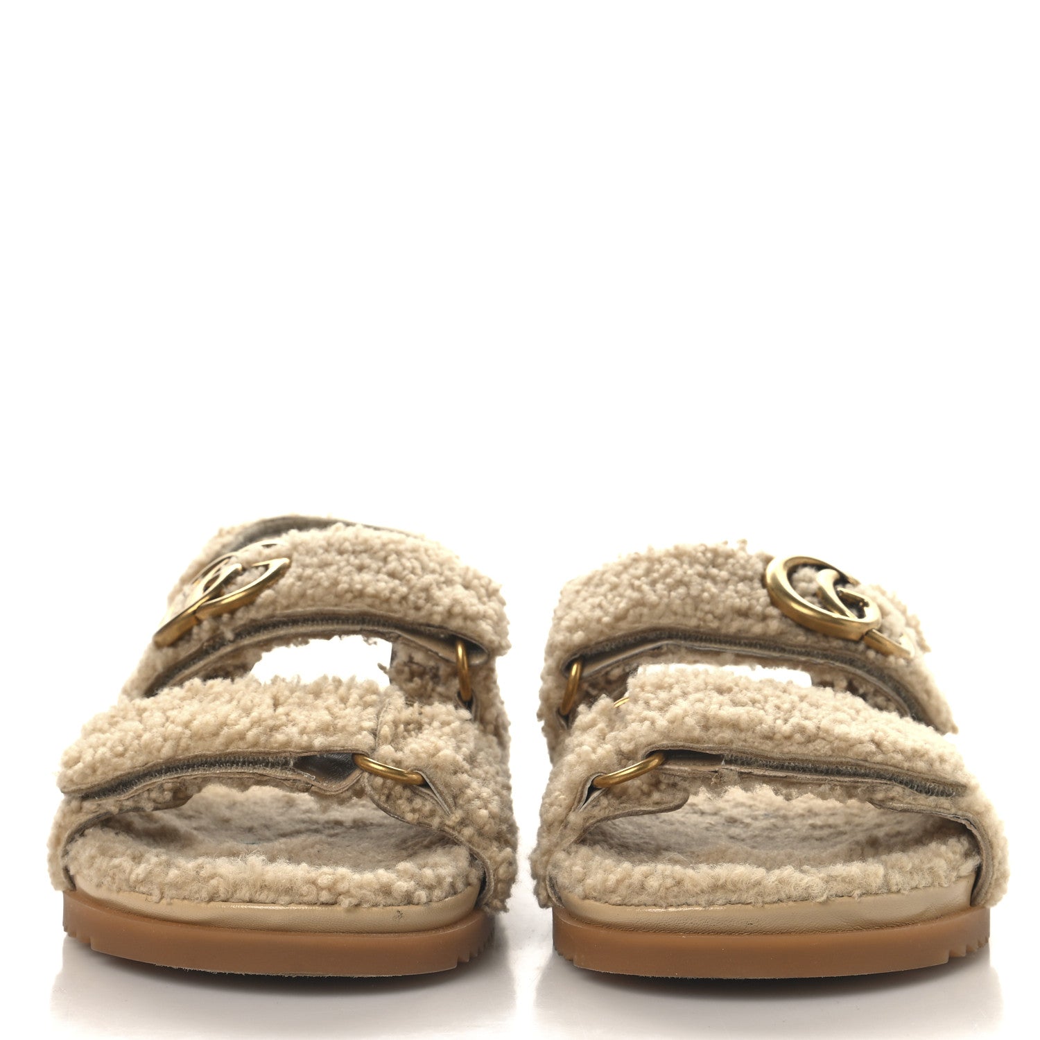Gucci Merino Wool Interlocking G Dad Sandals 37.5 Butterscotch 3 of 10