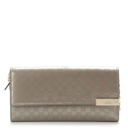 Gucci Patent Microguccissima Dice Chain Wallet Grey Pink 1 of 6