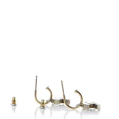 Chanel Enamel Pearl Crystal CC Drop Earrings White 3 of 4