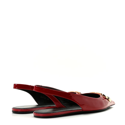 Balenciaga Patent BB Knife Pointy Toe Slingback Flats 39 Rouge Cardinal 5 of 11