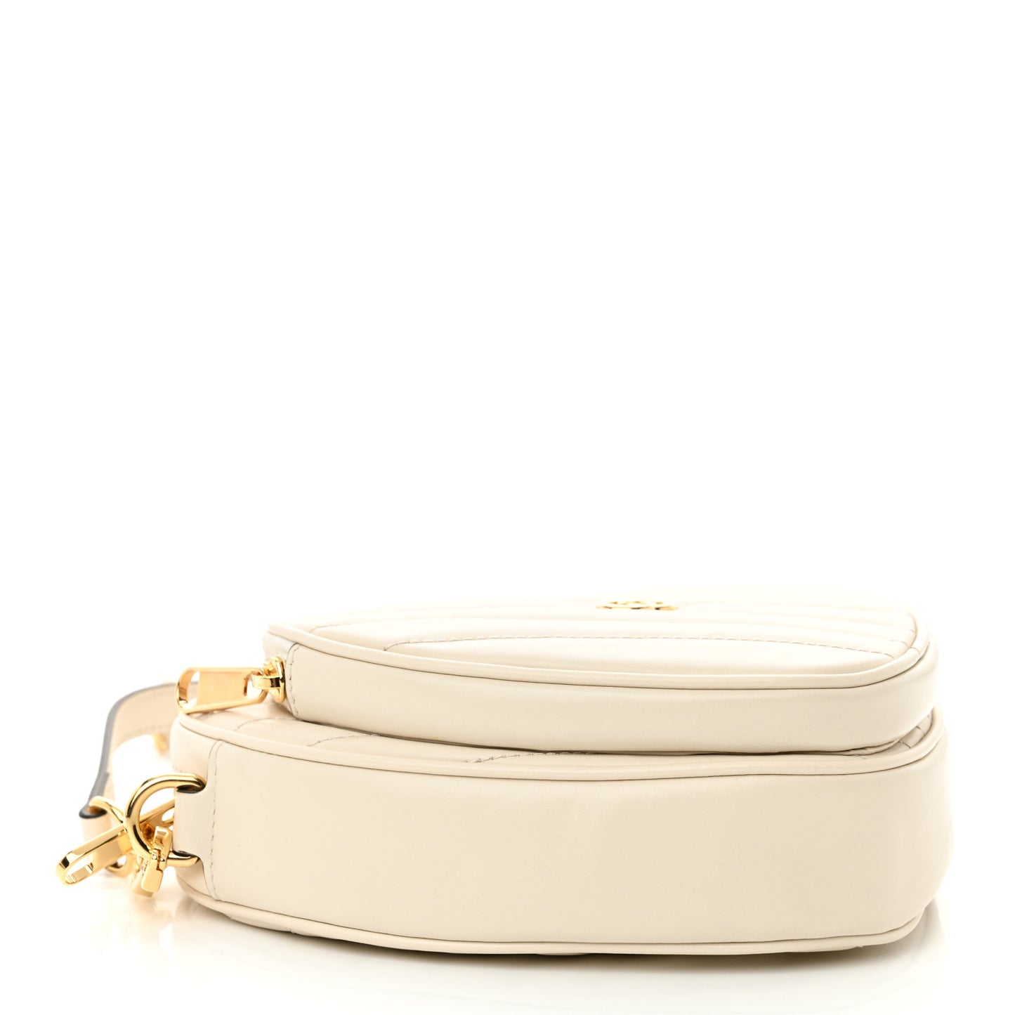 Calfskin Matelasse Diagonal Mini Interlocking G Heart Shoulder Bag White