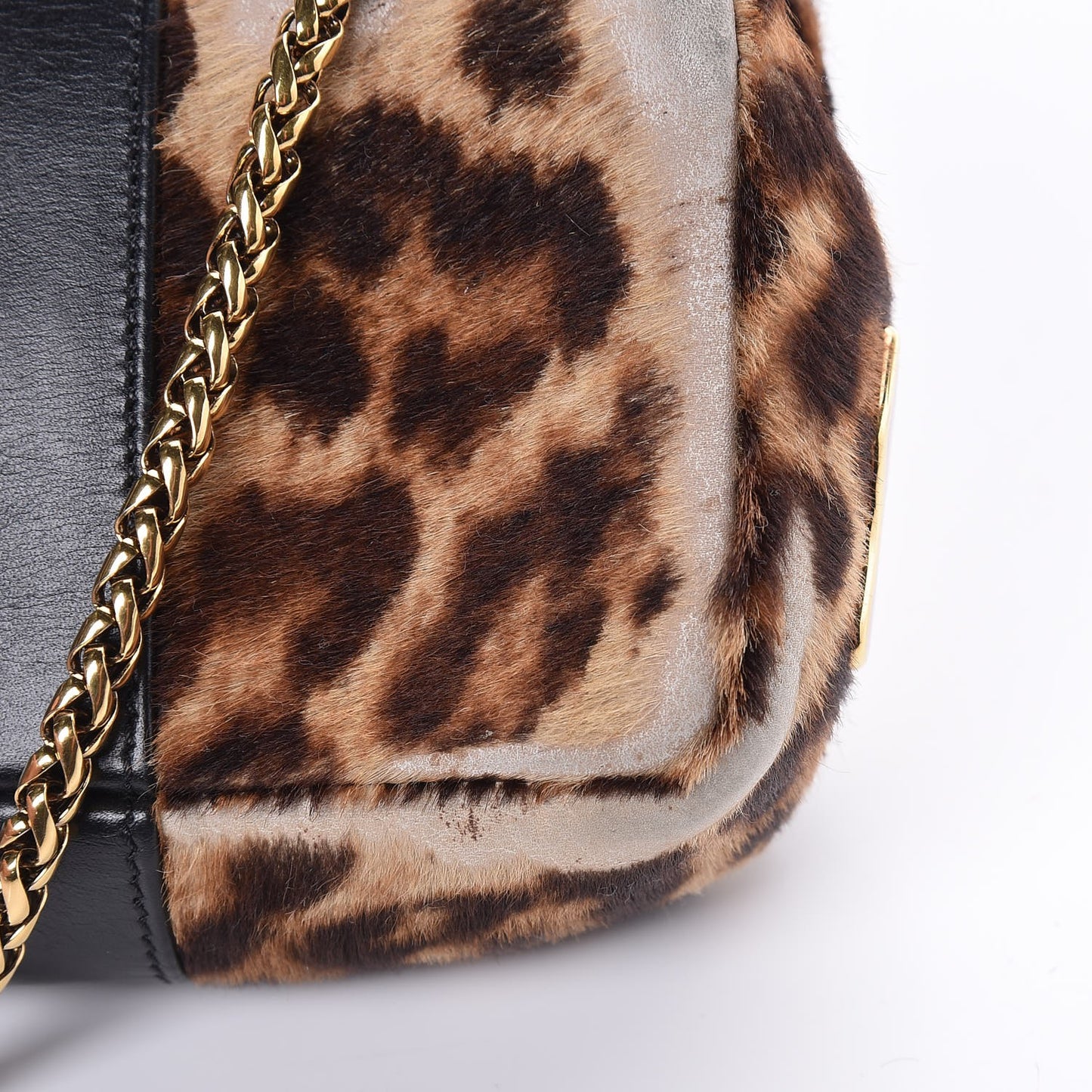 Calf Hair Leopard Print Sweet Charity Crossbody Bag