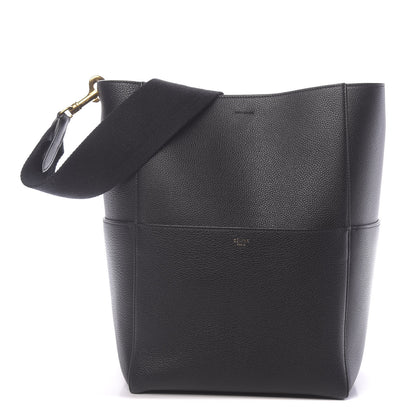 Celine Soft Grained Calfskin Sangle Bucket Bag Black 1 of 10