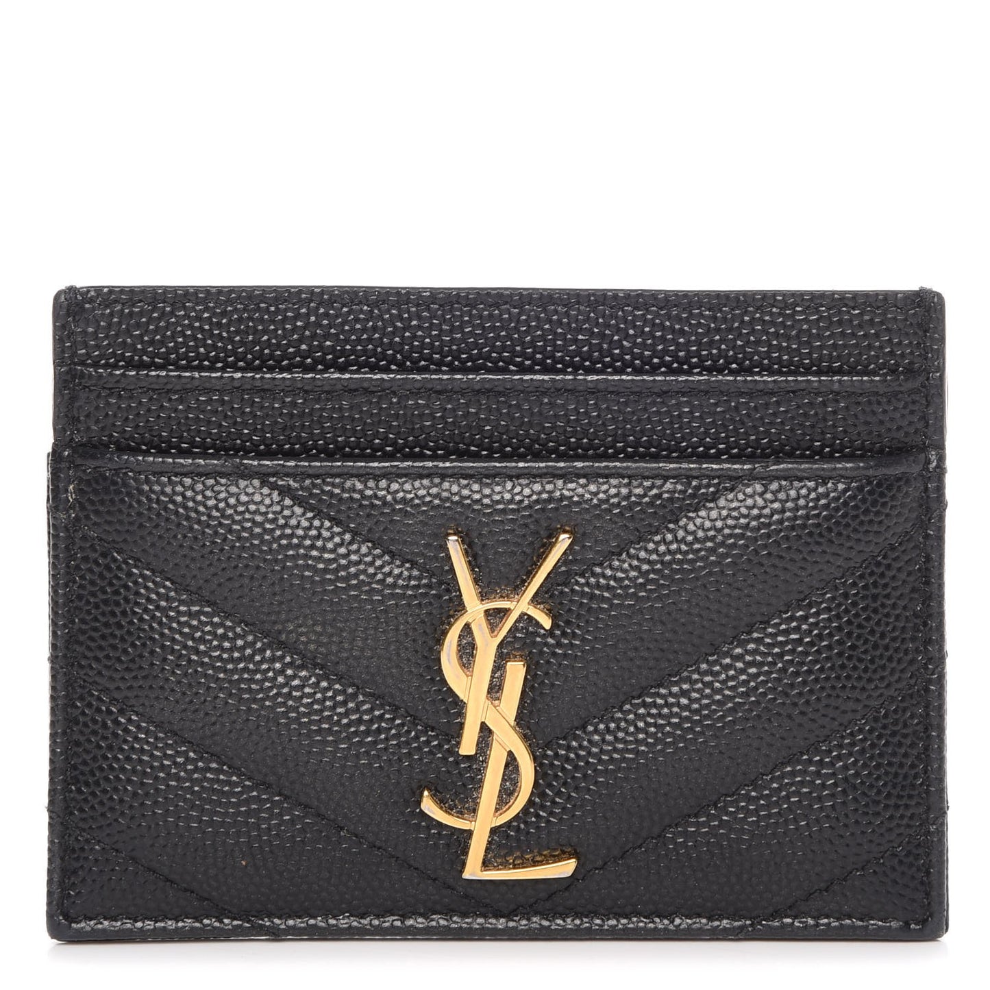 Grain De Poudre Matelasse Chevron Monogram Credit Card Case Black