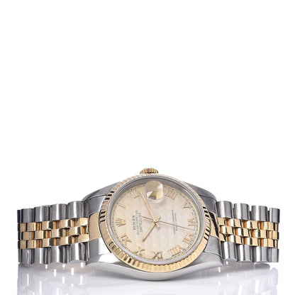 Rolex Stainless Steel 18K Yellow Gold 36mm Oyster Perpetual Datejust Watch Champagne Pyramid Roman 16233 3 of 5