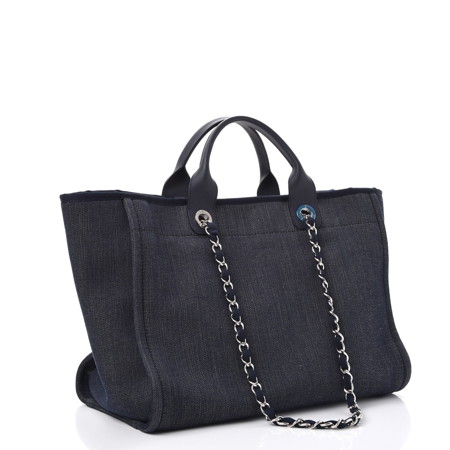 Chanel Denim Large Deauville Tote Dark Blue 3 of 8
