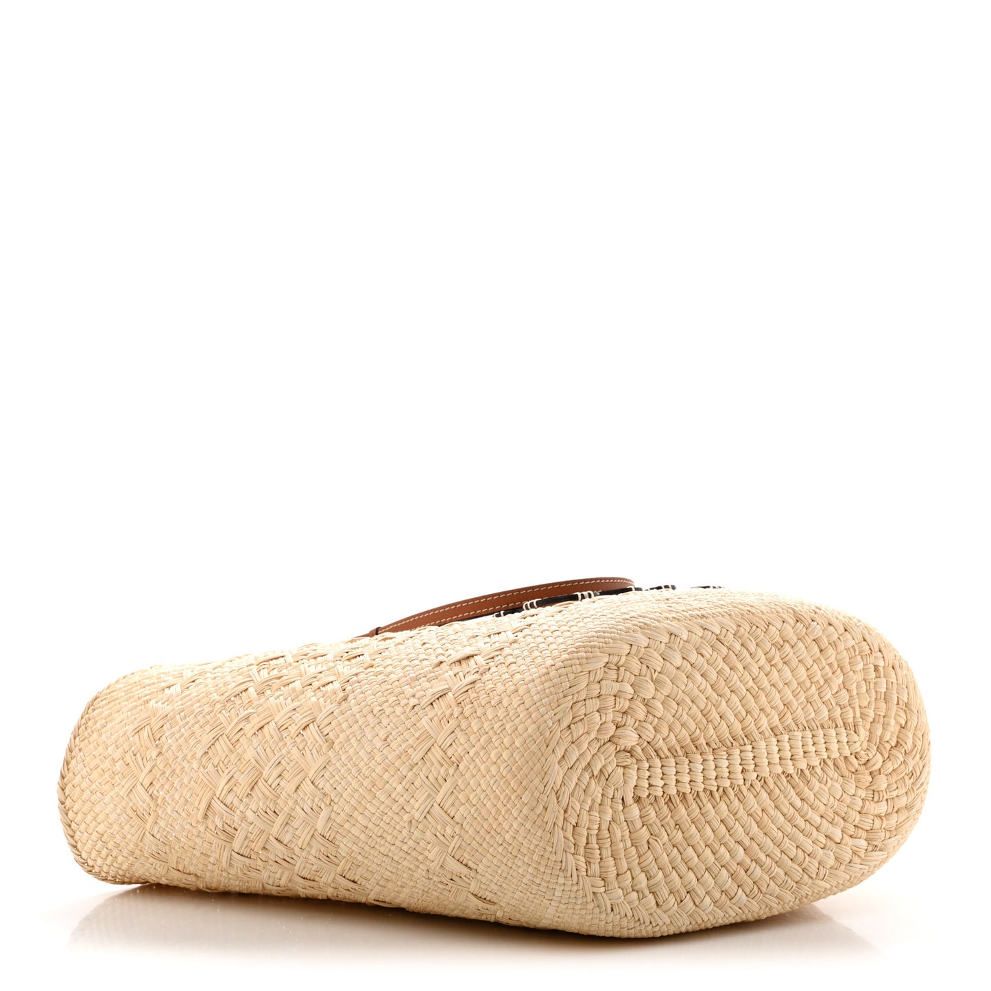 Calfskin Raffia Paulas Ibiza Medium Anagram Basket Tote Bag Natural Tan