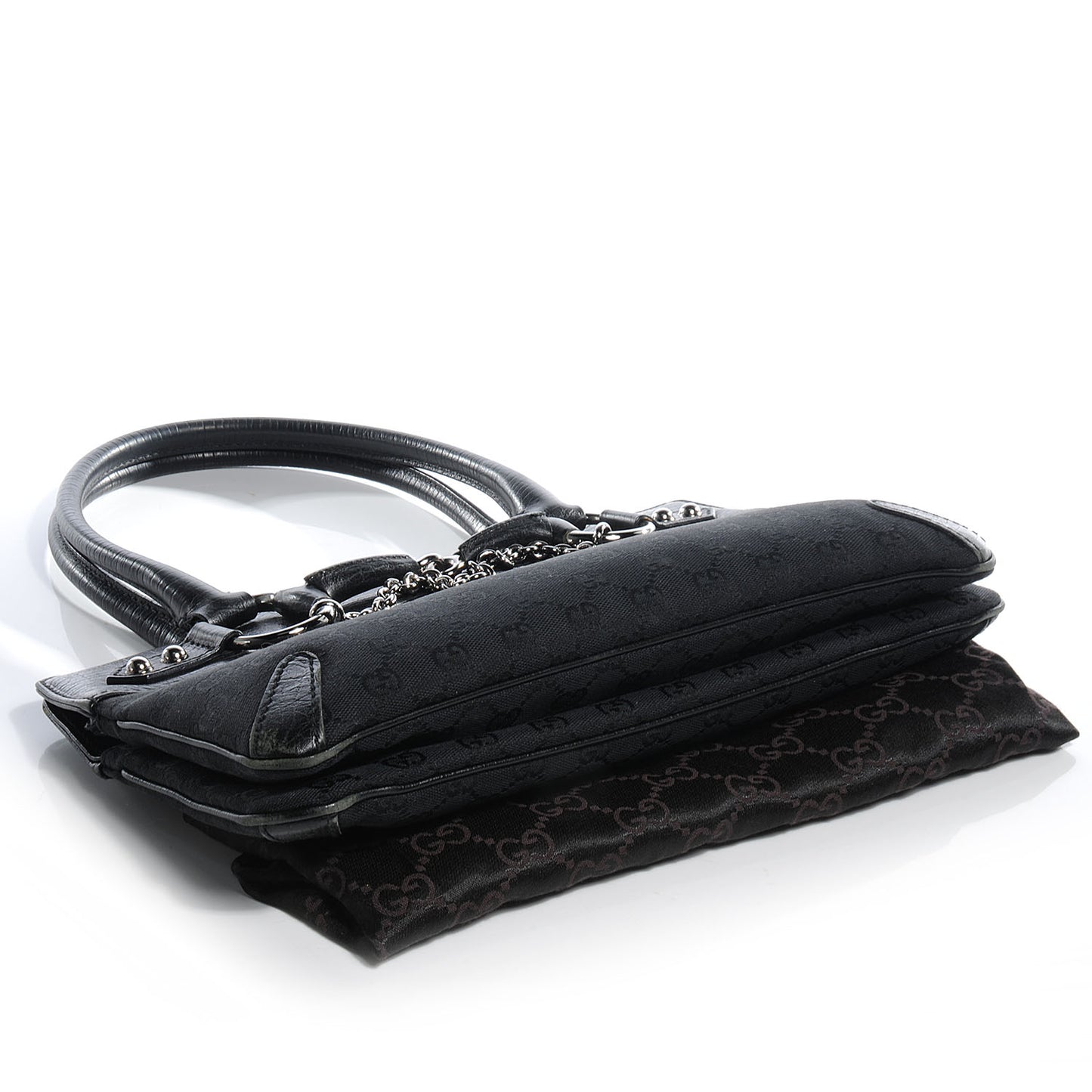 Monogram Horsebit Chain Shoulder Bag Black