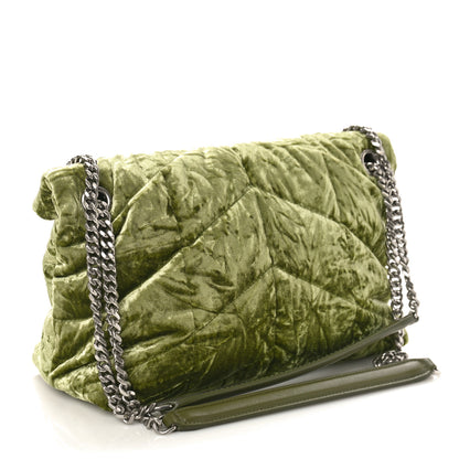 Saint Laurent Velvet Quilted Small Loulou Puffer Monogram Chain Satchel Light Avocado 2 of 8