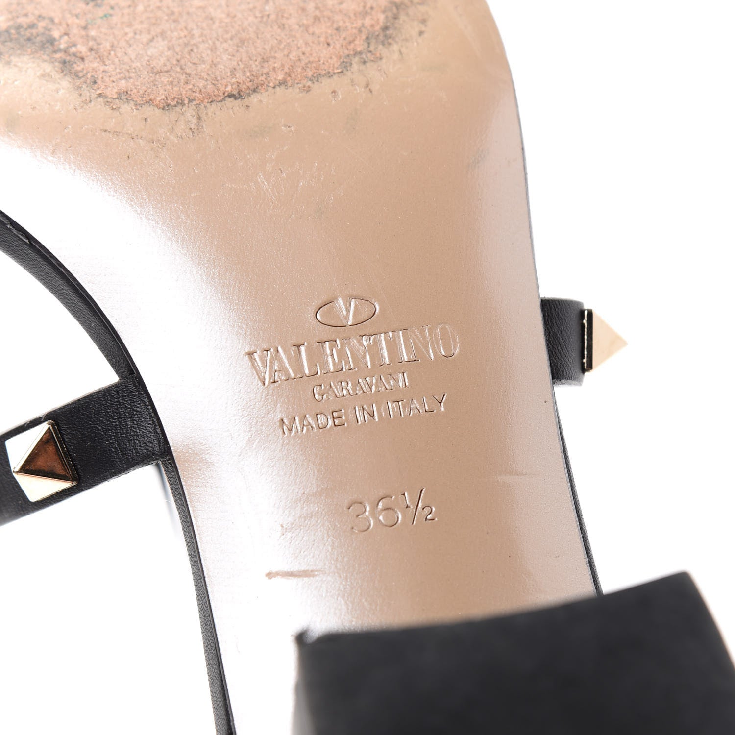 Valentino Garavani Calfskin Rockstud 60mm City Sandals 36.5 Black 9 of 9