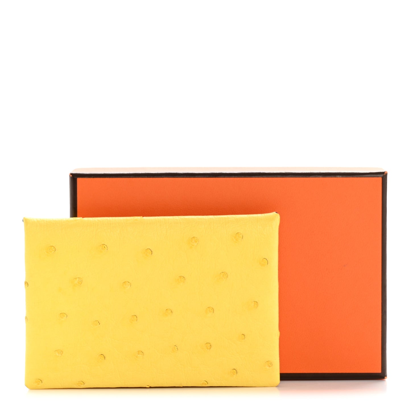 Ostrich Calvi Card Case Jaune Citron