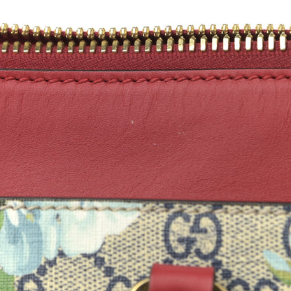 Gucci GG Supreme Monogram Blooms Medium Zip Top Tote Beige Blue Navy Hibiscus Red 12 of 15